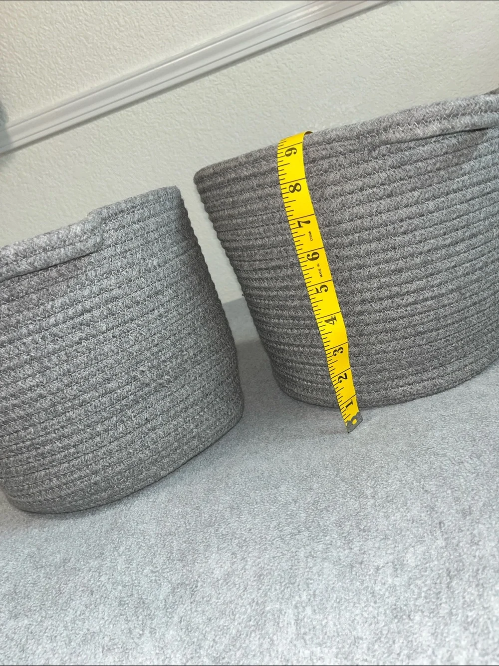 Round Yarn Basket Bundle Lot Gray Cottagecore Container Boho Bins